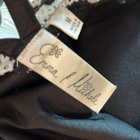 Black White Crochet Lined Summer Lightweight Knee Casual Dress Halter Top Medium - Picture 6 of 8